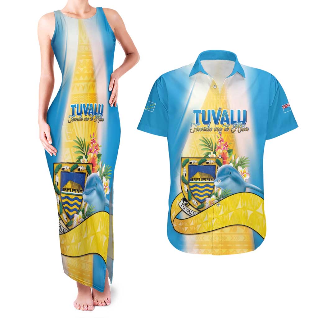 Personalised Tuvalu Independence Day Couples Matching Tank Maxi Dress and Hawaiian Shirt Tuvalu Mo Te Atua - Polynesian Pride
