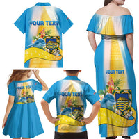 Personalised Tuvalu Independence Day Family Matching Off Shoulder Maxi Dress and Hawaiian Shirt Tuvalu Mo Te Atua - Polynesian Pride