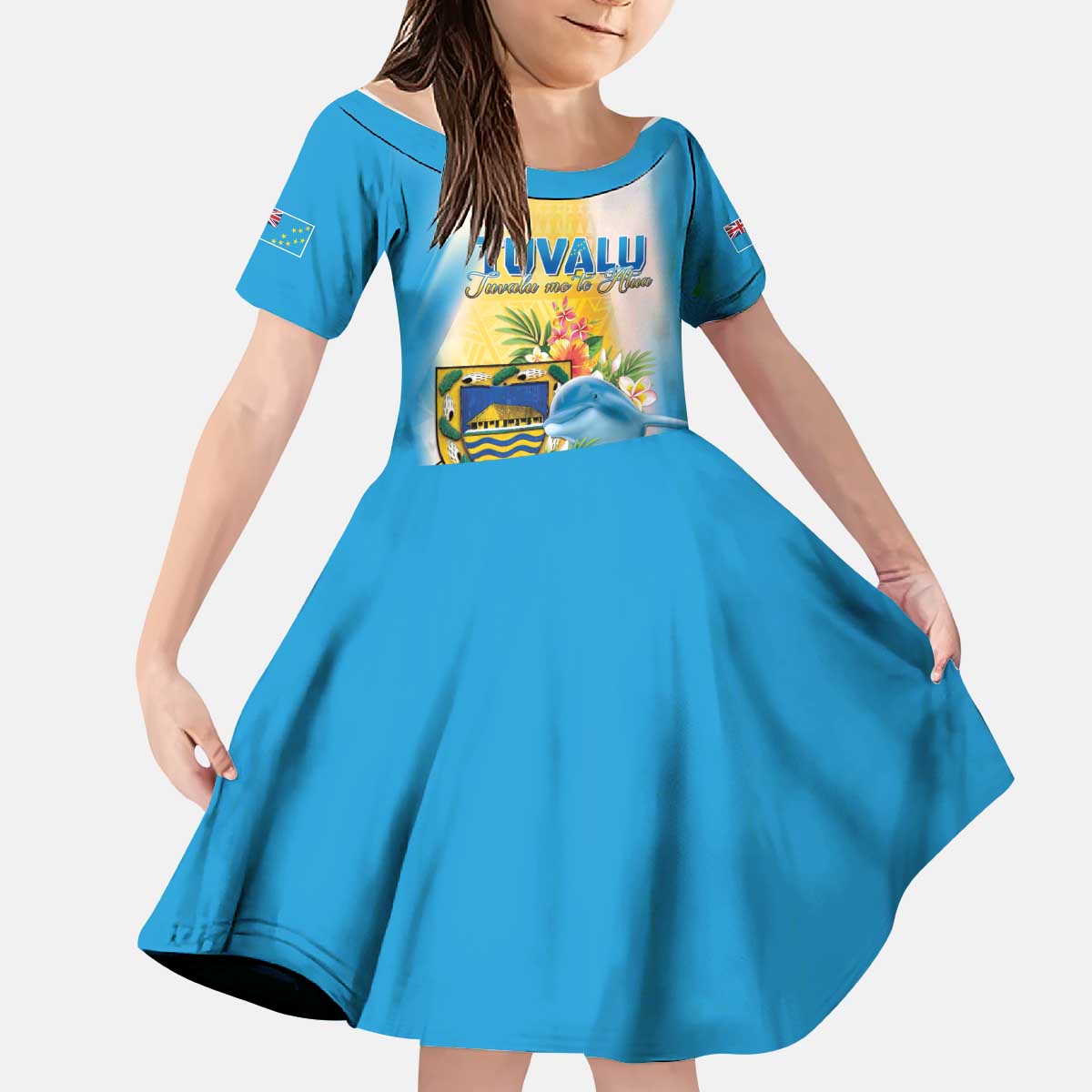Personalised Tuvalu Independence Day Kid Short Sleeve Dress Tuvalu Mo Te Atua LT05 KID Yellow - Polynesian Pride