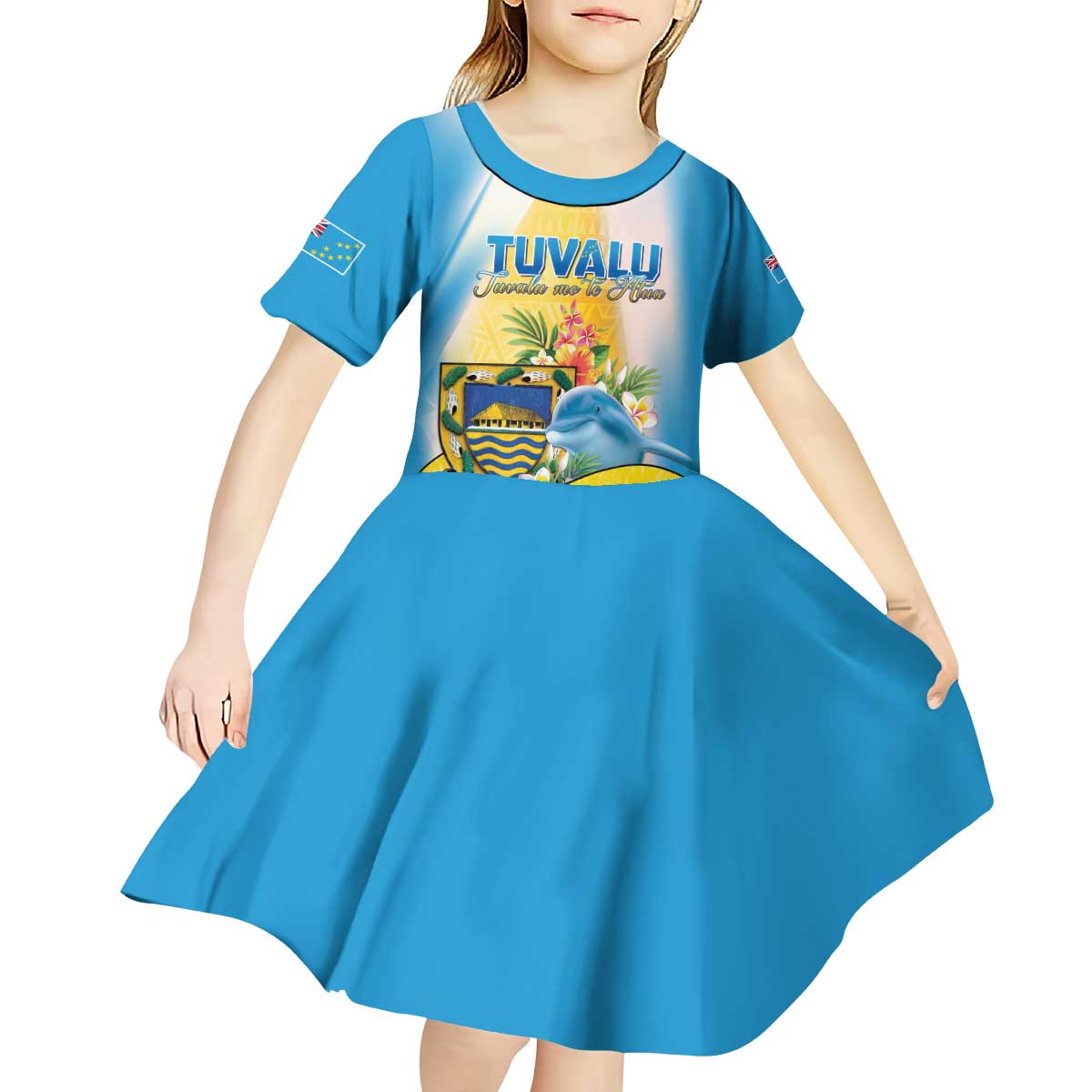 Personalised Tuvalu Independence Day Kid Short Sleeve Dress Tuvalu Mo Te Atua LT05 - Polynesian Pride