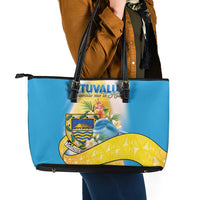 Tuvalu Independence Day Leather Tote Bag Tuvalu Mo Te Atua LT05 - Polynesian Pride