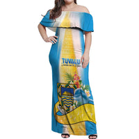 Personalised Tuvalu Independence Day Off Shoulder Maxi Dress Tuvalu Mo Te Atua LT05 Women Yellow - Polynesian Pride