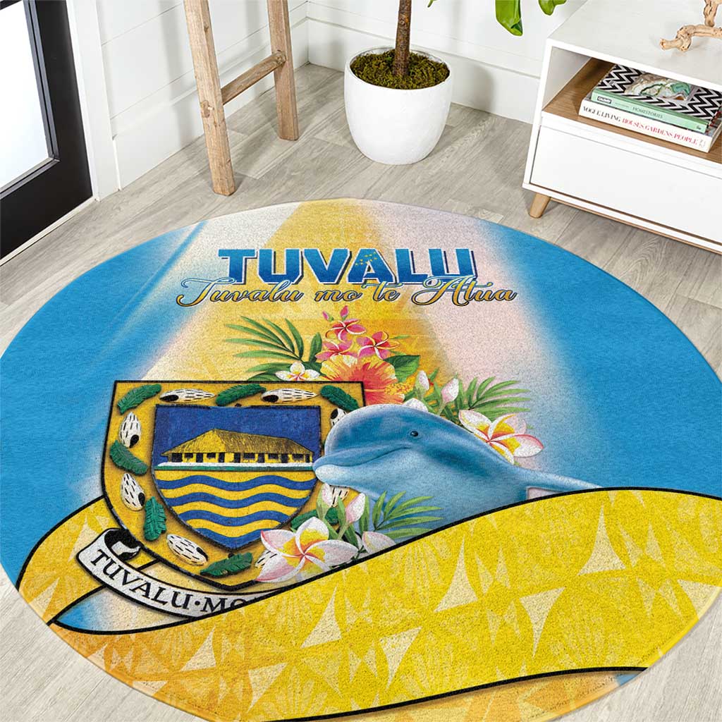 Tuvalu Independence Day Round Carpet Tuvalu Mo Te Atua LT05 Yellow - Polynesian Pride