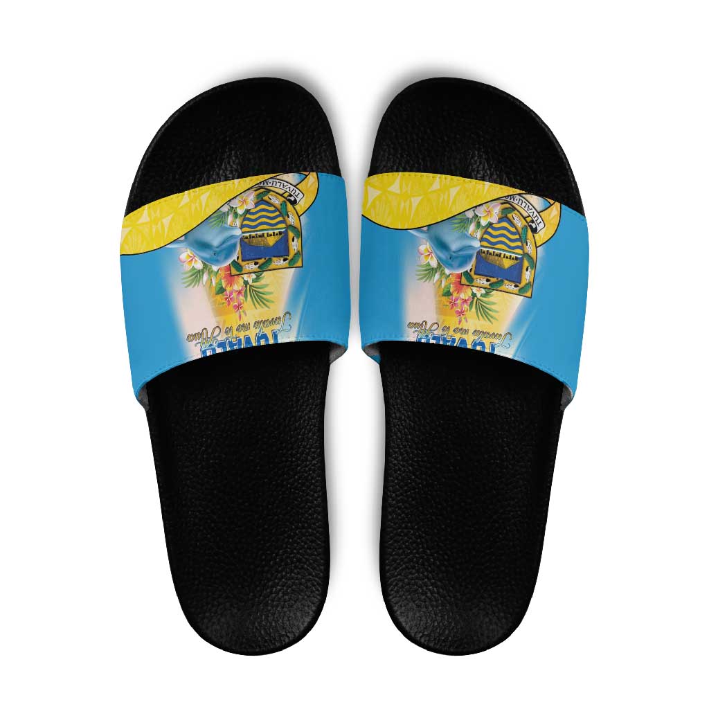 Tuvalu Independence Day Slide Sandals Tuvalu Mo Te Atua LT05 Yellow - Polynesian Pride