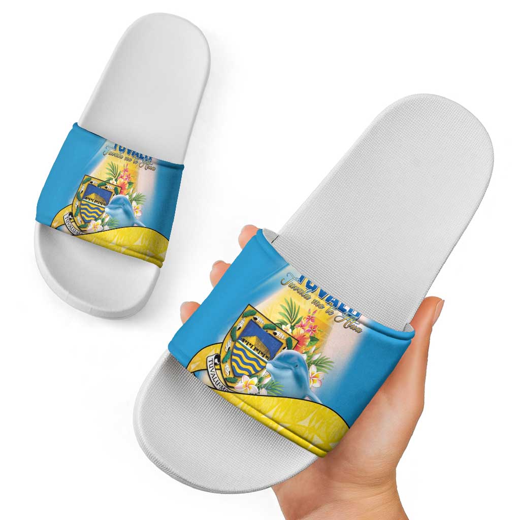 Tuvalu Independence Day Slide Sandals Tuvalu Mo Te Atua LT05 - Polynesian Pride