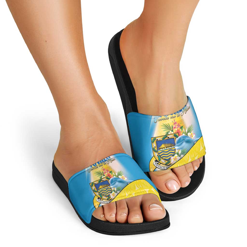 Tuvalu Independence Day Slide Sandals Tuvalu Mo Te Atua LT05 - Polynesian Pride