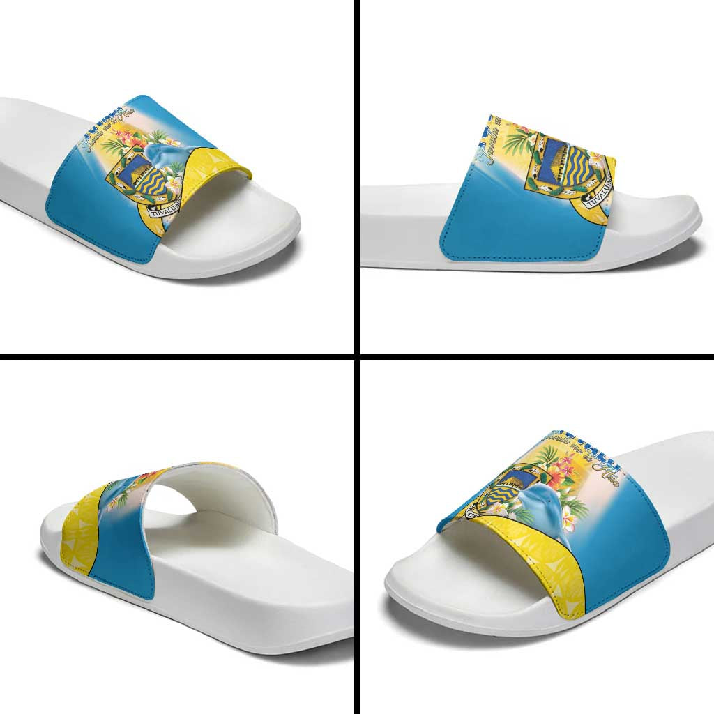 Tuvalu Independence Day Slide Sandals Tuvalu Mo Te Atua LT05 - Polynesian Pride