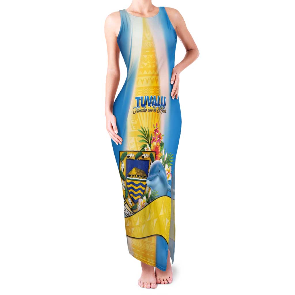 Personalised Tuvalu Independence Day Tank Maxi Dress Tuvalu Mo Te Atua LT05 Women Yellow - Polynesian Pride