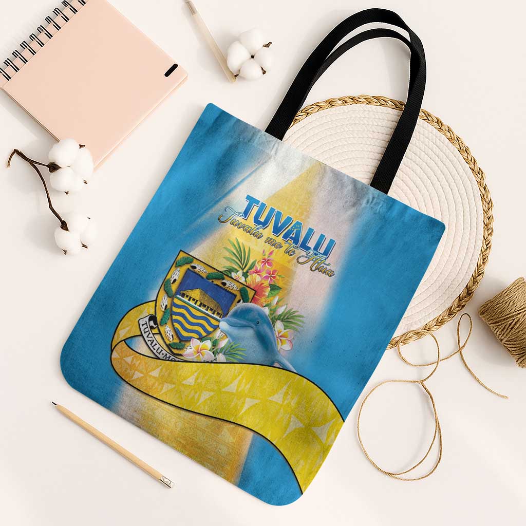 Tuvalu Independence Day Tote Bag Tuvalu Mo Te Atua LT05 Black Strap One Size Yellow - Polynesian Pride
