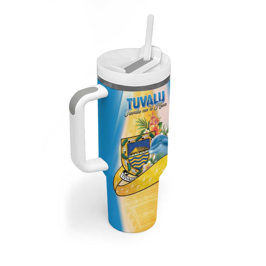 Personalised Tuvalu Independence Day Tumbler With Handle Tuvalu Mo Te Atua LT05 - Polynesian Pride