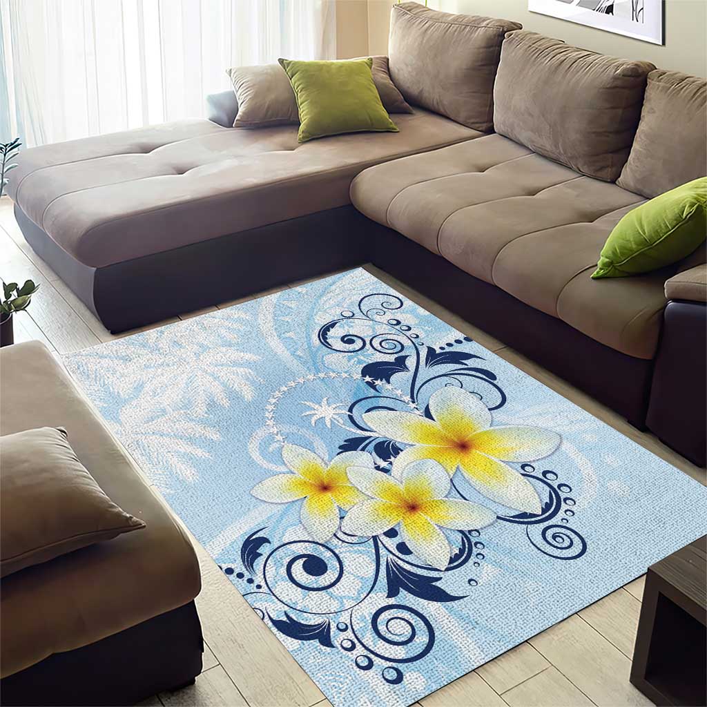 FSM Chuuk Constitution Day Area Rug Polynesian Curves Plumeria - Polynesian Pride