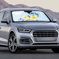 FSM Chuuk Constitution Day Auto Sun Shade Polynesian Curves Plumeria - Polynesian Pride