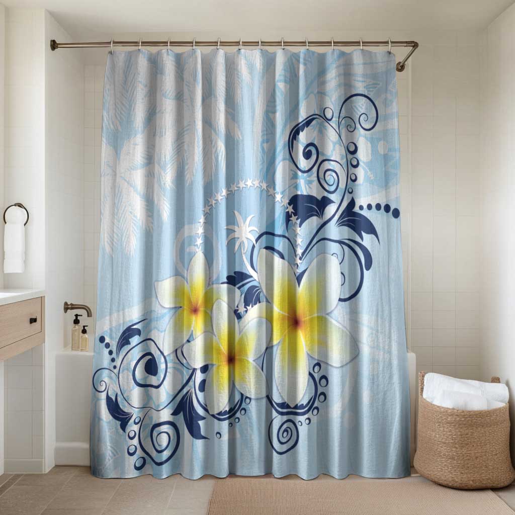 FSM Chuuk Constitution Day Bathroom Set Polynesian Curves Plumeria - Polynesian Pride
