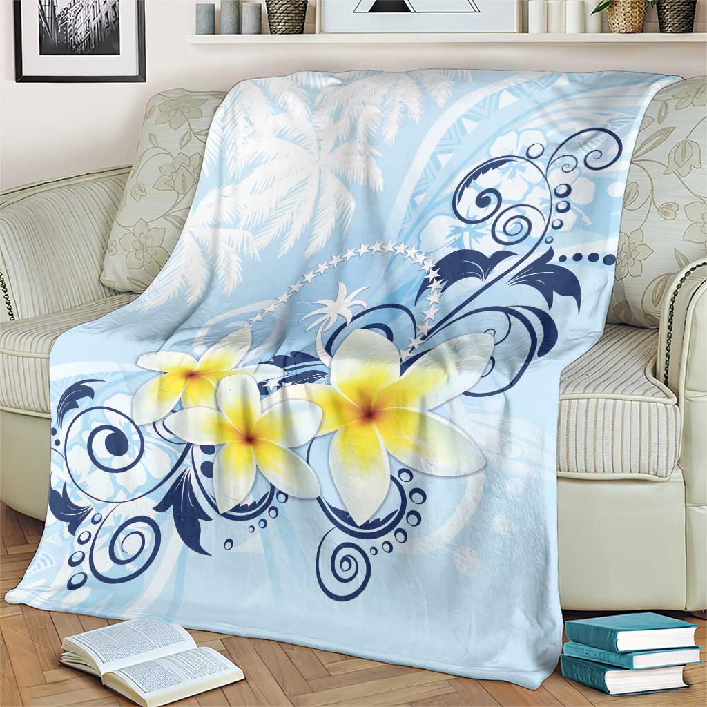 FSM Chuuk Constitution Day Blanket Polynesian Curves Plumeria - Polynesian Pride