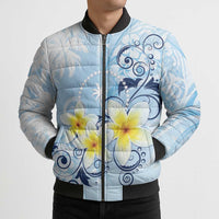 FSM Chuuk Constitution Day Bomber Puffer Jacket Polynesian Curves Plumeria - Polynesian Pride