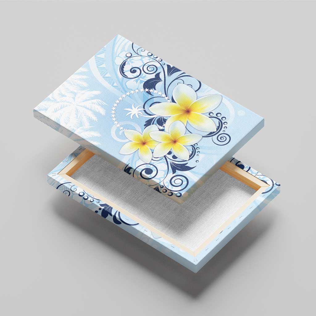FSM Chuuk Constitution Day Canvas Wall Art Polynesian Curves Plumeria - Polynesian Pride