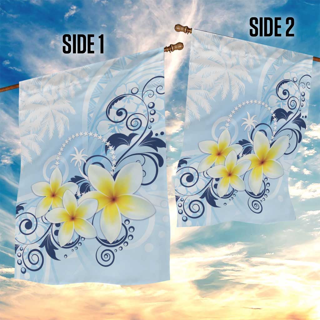 FSM Chuuk Constitution Day Garden Flag Polynesian Curves Plumeria - Polynesian Pride