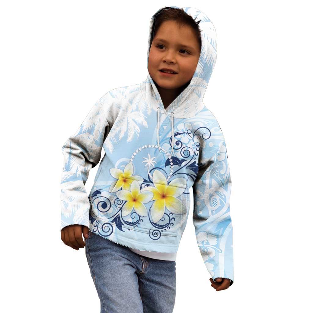 FSM Chuuk Constitution Day Kid Hoodie Polynesian Curves Plumeria - Polynesian Pride