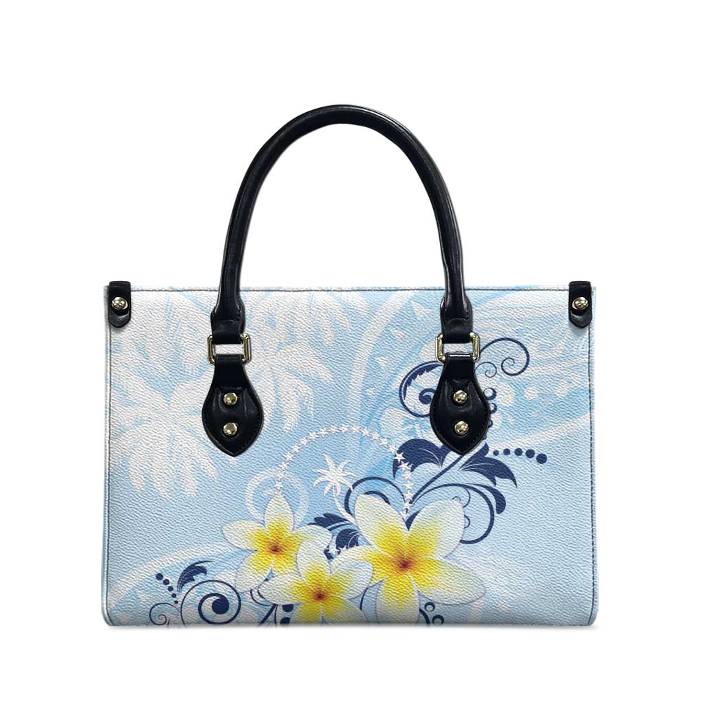FSM Chuuk Constitution Day Leather Bag Polynesian Curves Plumeria - Polynesian Pride