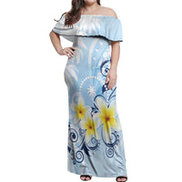 FSM Chuuk Constitution Day Off Shoulder Maxi Dress Polynesian Curves Plumeria - Polynesian Pride
