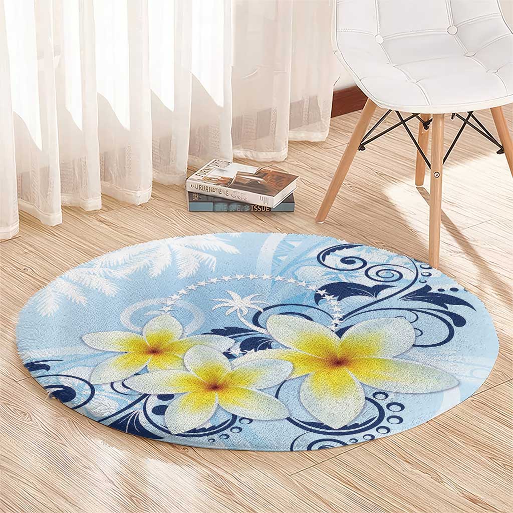 FSM Chuuk Constitution Day Round Carpet Polynesian Curves Plumeria - Polynesian Pride
