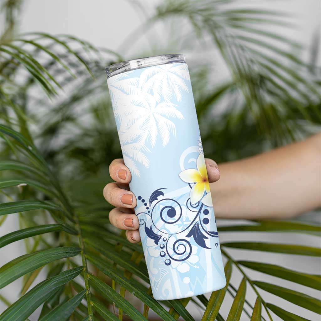 FSM Chuuk Constitution Day Skinny Tumbler Polynesian Curves Plumeria - Polynesian Pride