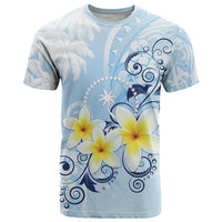 FSM Chuuk Constitution Day T Shirt Polynesian Curves Plumeria LT05 Blue - Polynesian Pride