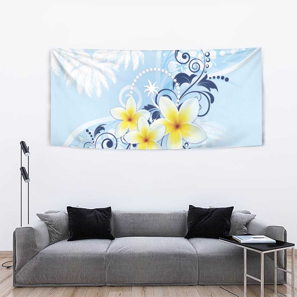 FSM Chuuk Constitution Day Tapestry Polynesian Curves Plumeria - Polynesian Pride