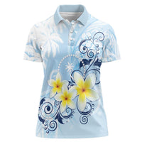 FSM Chuuk Constitution Day Women Polo Shirt Polynesian Curves Plumeria - Polynesian Pride