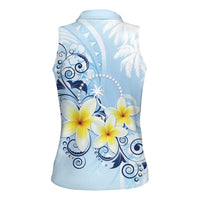 FSM Chuuk Constitution Day Women Sleeveless Polo Shirt Polynesian Curves Plumeria - Polynesian Pride