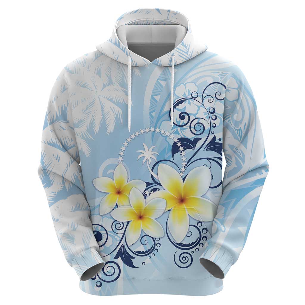 FSM Chuuk Constitution Day Zip Hoodie Polynesian Curves Plumeria - Polynesian Pride