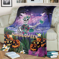 Happy Hulaween Blanket Mahaloween Skeleton Dancing