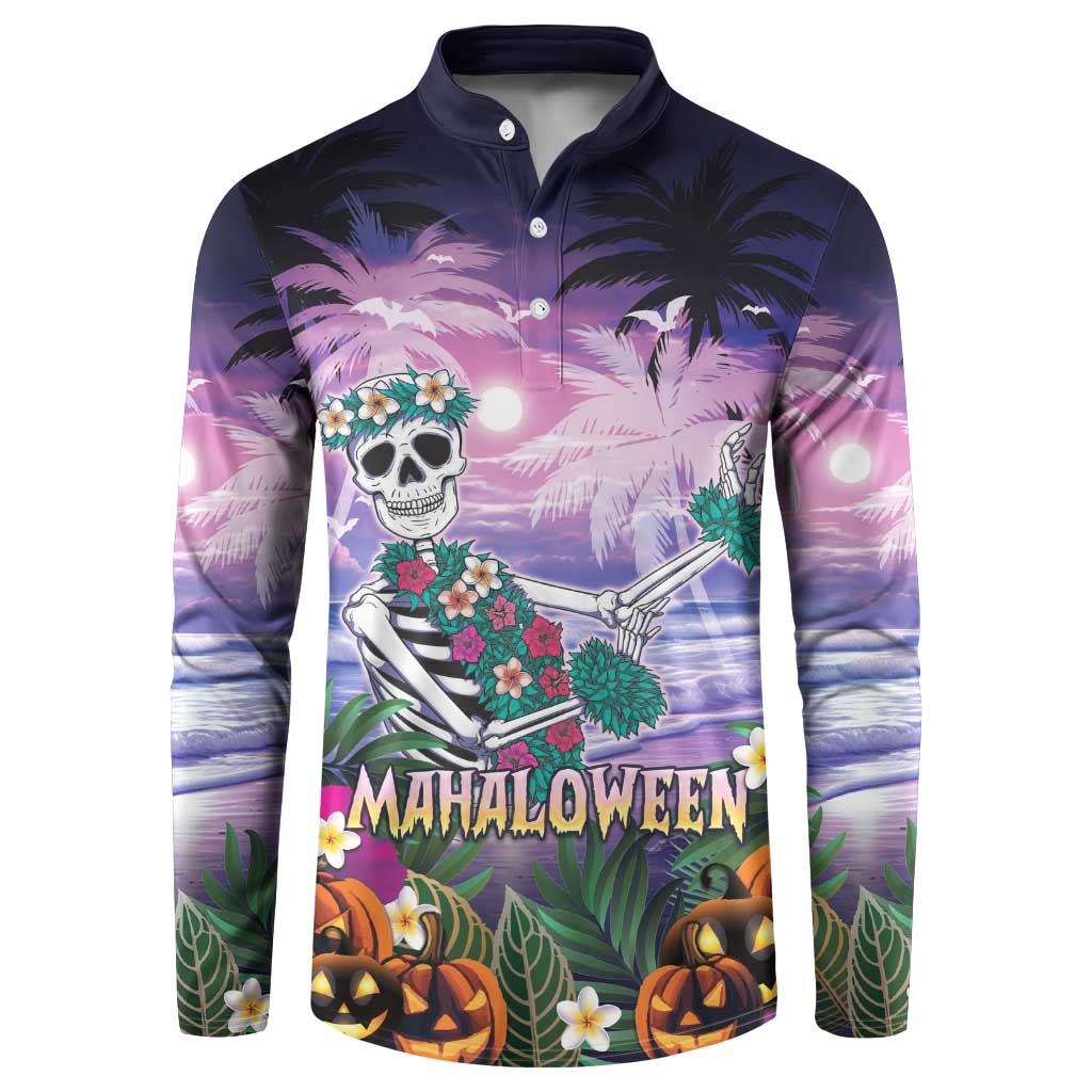 Happy Hulaween Button Sweatshirt Mahaloween Skeleton Dancing LT05 Purple - Polynesian Pride