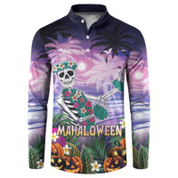 Happy Hulaween Button Sweatshirt Mahaloween Skeleton Dancing LT05 Purple - Polynesian Pride