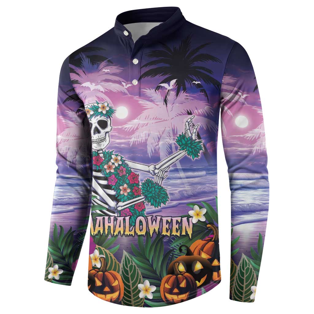 Happy Hulaween Button Sweatshirt Mahaloween Skeleton Dancing LT05 - Polynesian Pride