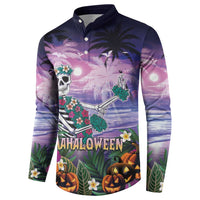 Happy Hulaween Button Sweatshirt Mahaloween Skeleton Dancing LT05 - Polynesian Pride