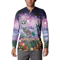 Happy Hulaween Button Sweatshirt Mahaloween Skeleton Dancing LT05 - Polynesian Pride