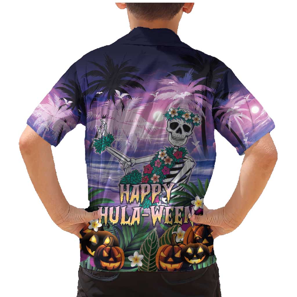 Happy Hulaween Family Matching Mermaid Dress and Hawaiian Shirt Mahaloween Skeleton Dancing