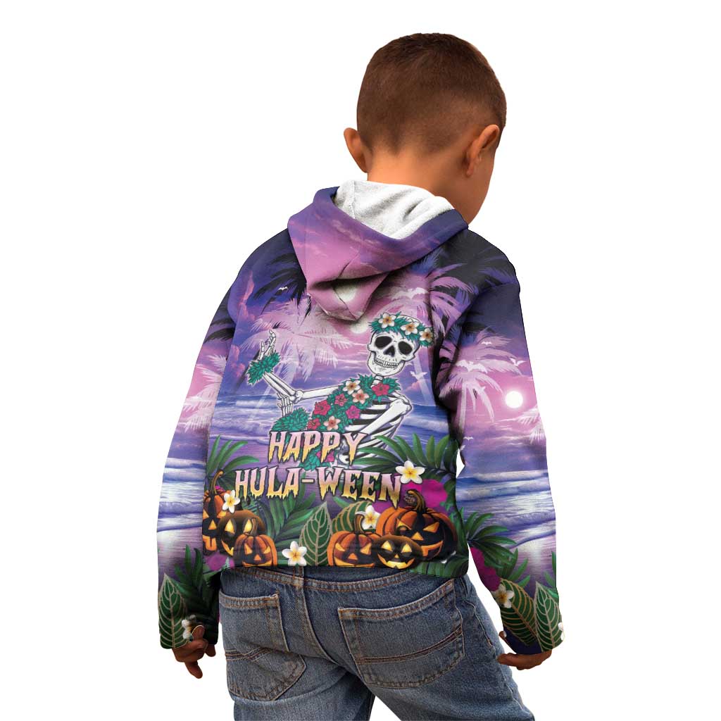 Happy Hulaween Kid Hoodie Mahaloween Skeleton Dancing