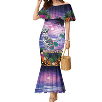 Happy Hulaween Mermaid Dress Mahaloween Skeleton Dancing LT05 Women Purple - Polynesian Pride