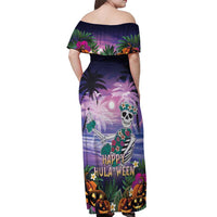 Happy Hulaween Off Shoulder Maxi Dress Mahaloween Skeleton Dancing LT05 - Polynesian Pride