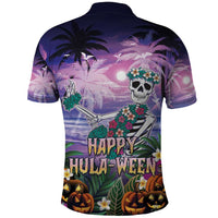 Happy Hulaween Polo Shirt Mahaloween Skeleton Dancing