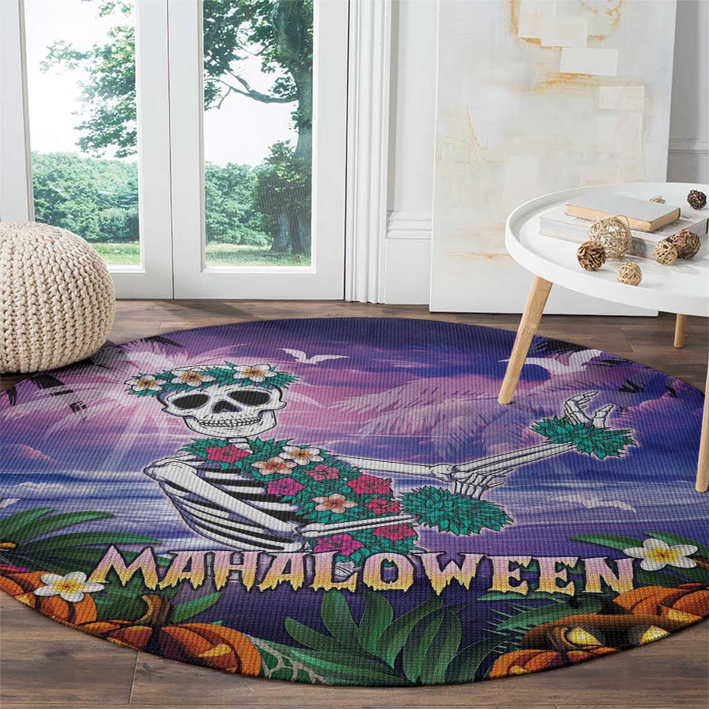 Happy Hulaween Round Carpet Mahaloween Skeleton Dancing