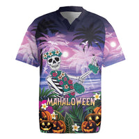 Happy Hulaween Rugby Jersey Mahaloween Skeleton Dancing