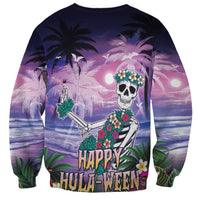 Happy Hulaween Sweatshirt Mahaloween Skeleton Dancing