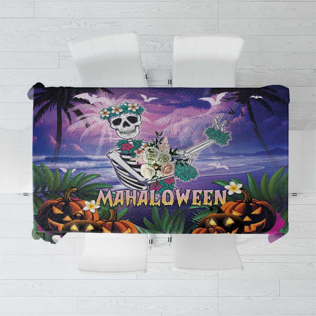 Happy Hulaween Tablecloth Mahaloween Skeleton Dancing LT05 Purple - Polynesian Pride