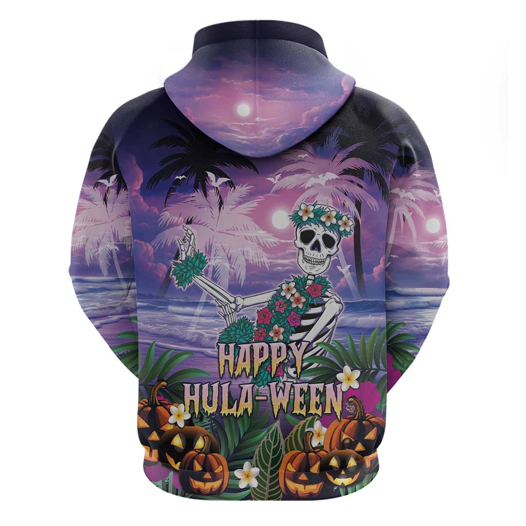 Happy Hulaween Zip Hoodie Mahaloween Skeleton Dancing