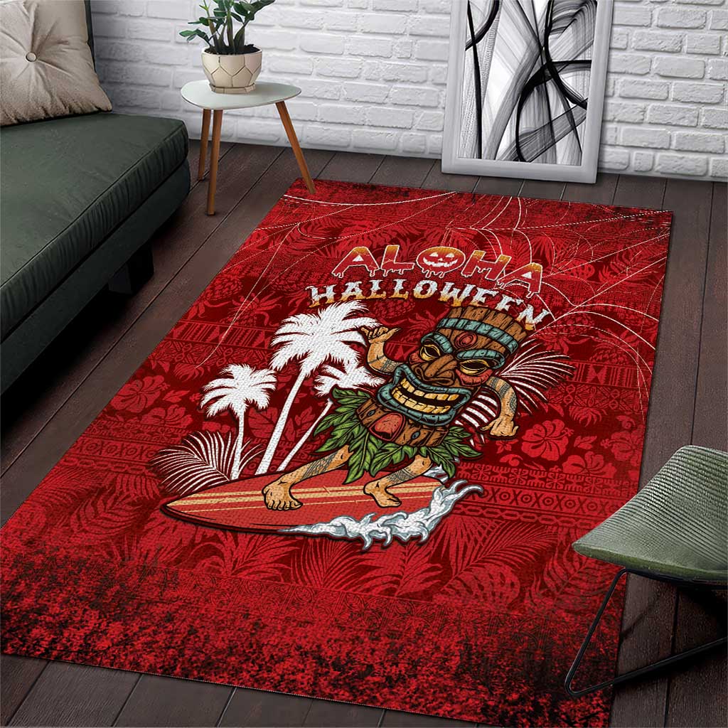 Aloha Halloween Area Rug Skeleton Surfing