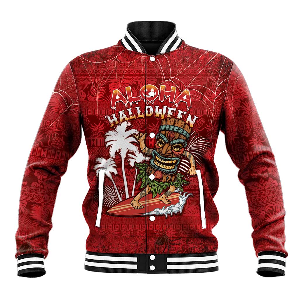 Personalised Aloha Halloween Baseball Jacket Skeleton Surfing
