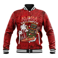 Personalised Aloha Halloween Baseball Jacket Skeleton Surfing